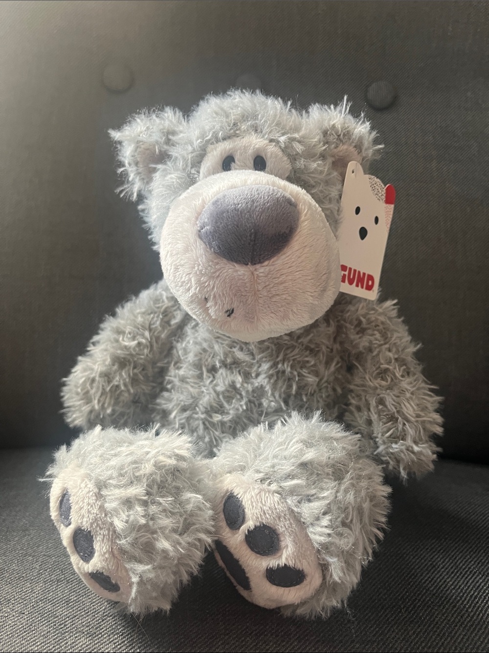 Gund Slouchers Grey Floppy Plush Bear with Soft Snout